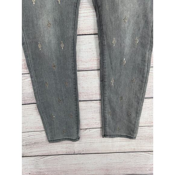 Sundance Sequined Tapered Leg Stretch Jeans Womens Size 32 Gray Light Wash Denim - Picture 6 of 13